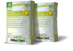 Mortero de acabado mineral eco‑compatible, referencia Rasobuild Eco Top Fino de Kerakoll. Blanco